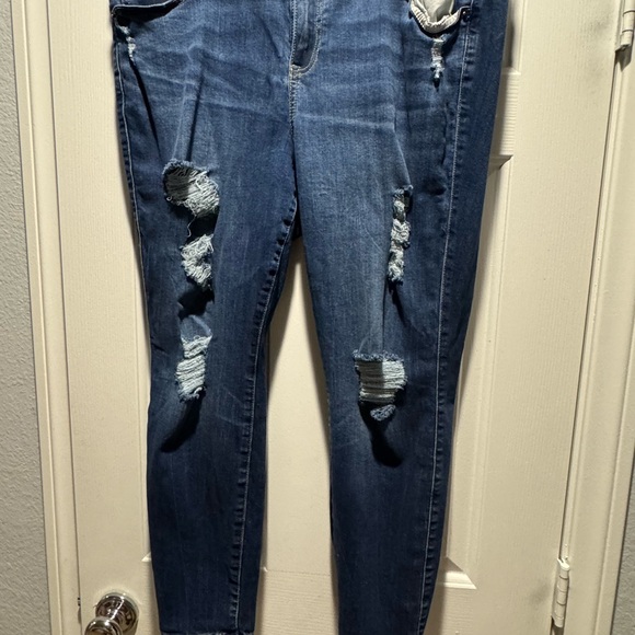 torrid Denim - Torrid Dark Blue Distressed Skinny Jeans